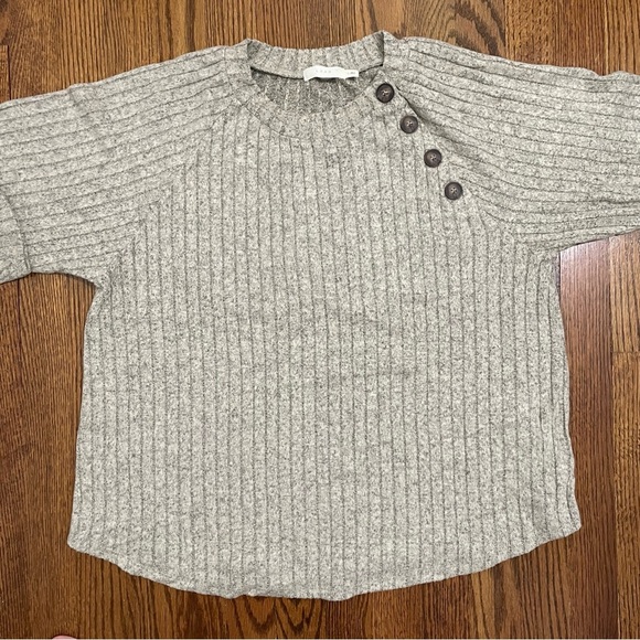 Lush Cream Black Ribbed Sweater Super Soft Button Neck Size Large - Picture 4 of 8